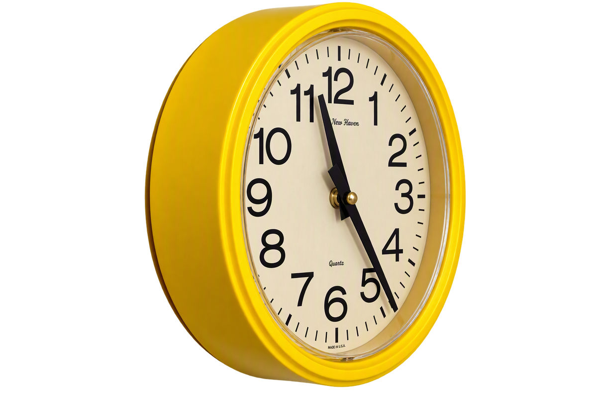 Vintage Yellow New Haven Wall Clock