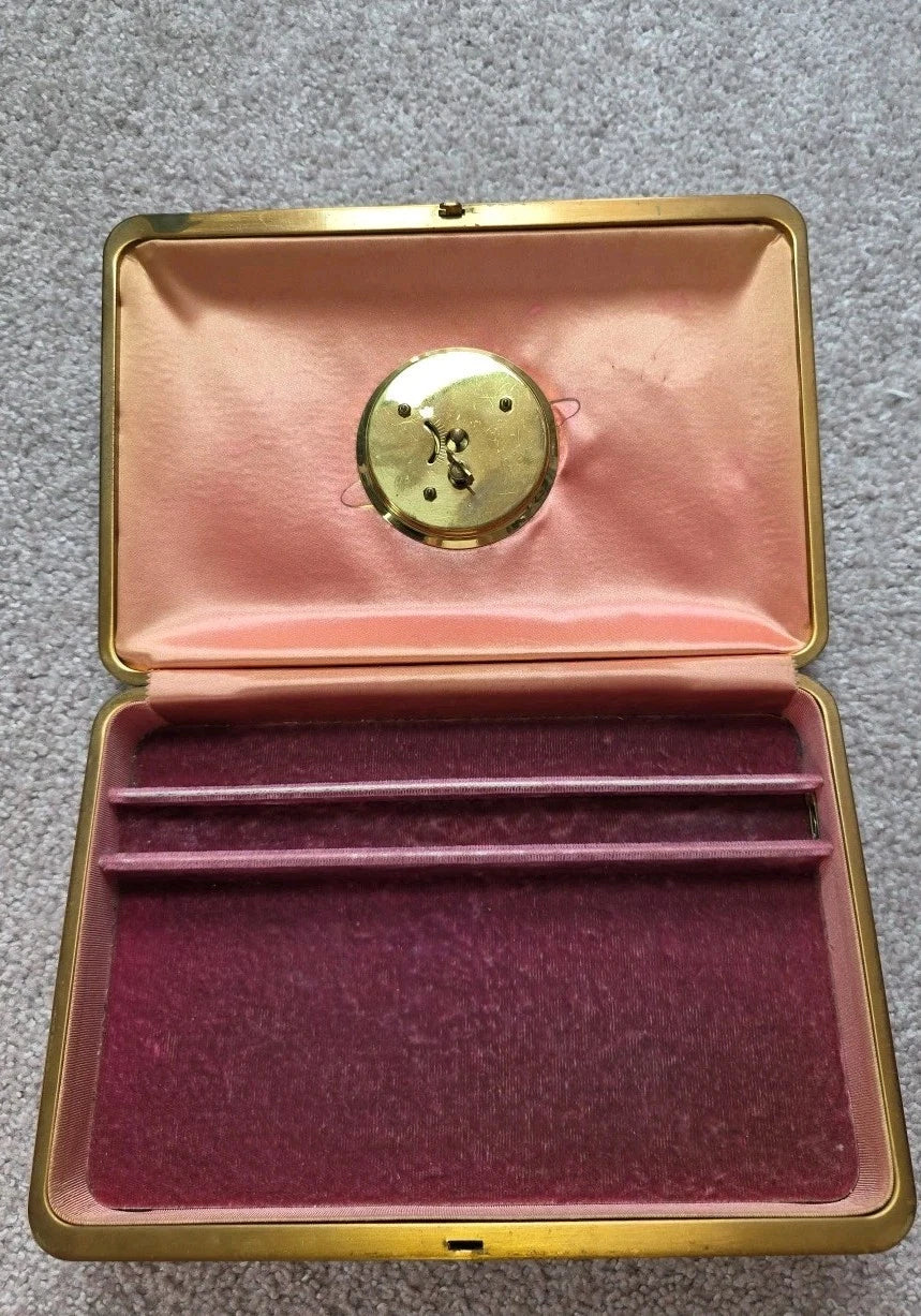 Vintage New Haven Jewelry Box with wind-up Clock